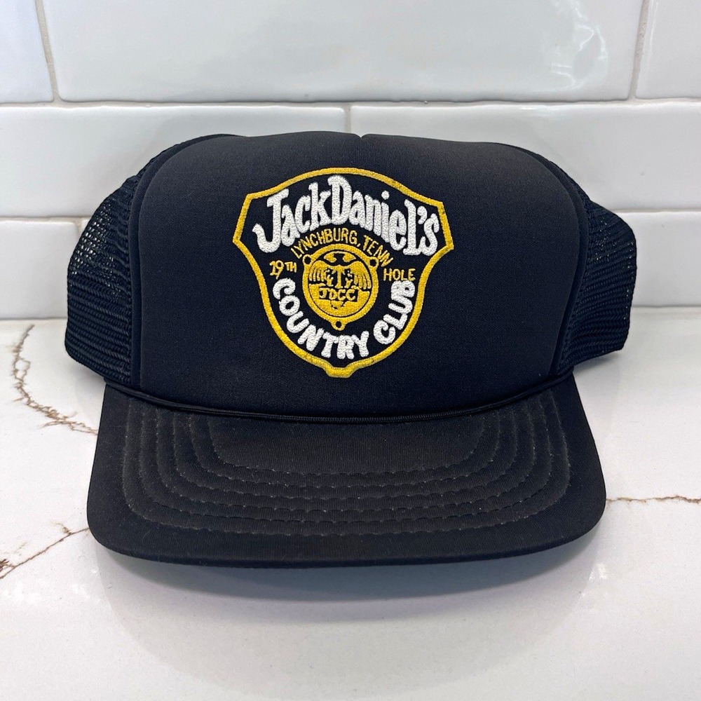 Jack Daniel's Country Club Vintage 19th Hole Black Mesh Snapback Trucker Hat Cap